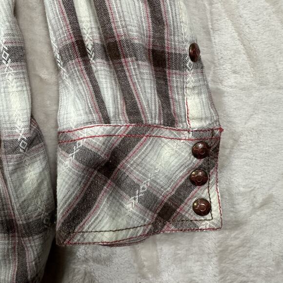 Ryan Michael Western Shirt Beige Mesquite Tribal Plaid Snap Button Mens Size XXL - Picture 3 of 12